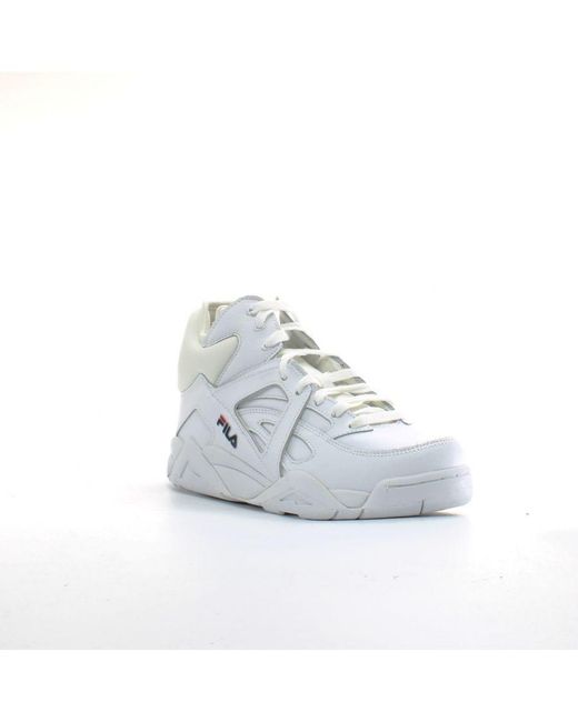 Fila White Cage Mid Trainers Leather