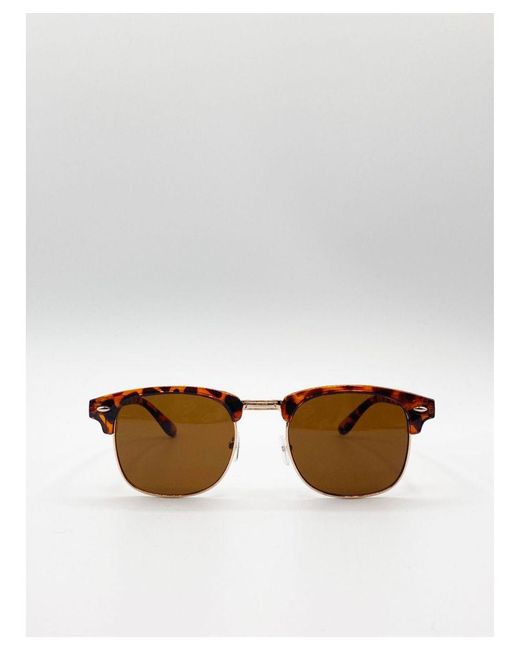 SVNX White Tortoiseshell Retro Frame Metal Wayfarer Sunglasses Metal (Archived)