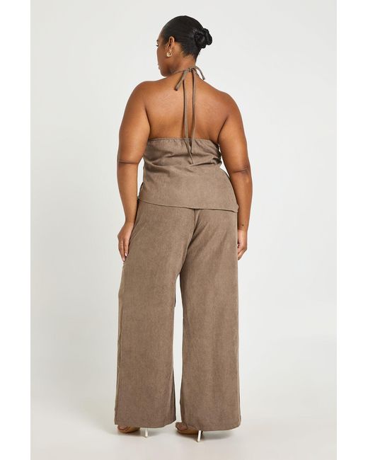 Boohoo Natural Plus Peached Wide Leg Trouser