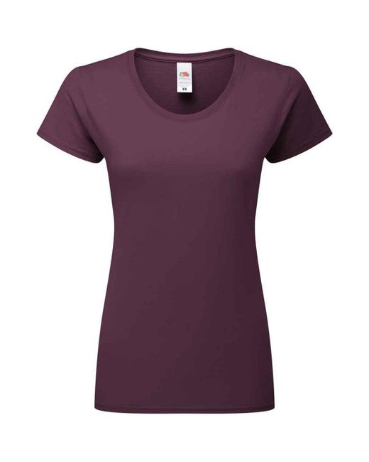 Maglietta Donna Fruit Of The Loom Ringspun Premium | Manica Corta 100% Cotone | Colore Rosso Scuro Taglia M - 3