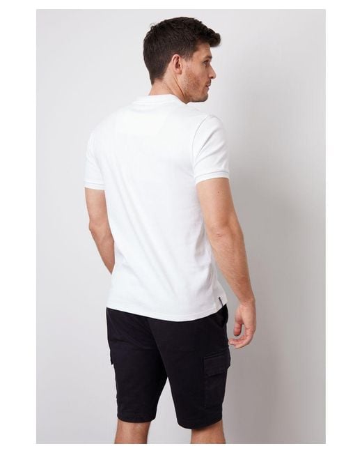Threadbare White 'Chetta' Cotton Polo Shirt for men