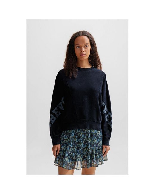 Boss Damessweater C_eprep Logo Geborduurd Sweatshirt In Donkerblauw in het Blue