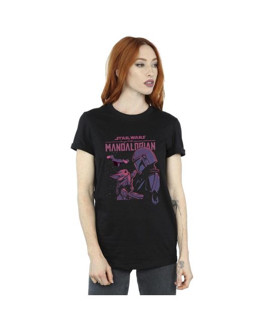 Star Wars Black Ladies The Mandalorian Hello Friend Cotton Boyfriend T-Shirt