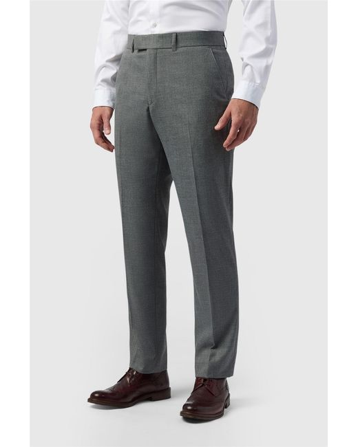 Antique Rogue Gray Flat Fronted Textured Regular Suit Trousers for men