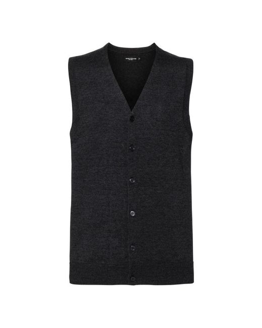 Russell Russell Collectie V-hals Mouwloos Gebreid Vest (houtskool Mergel) in het Black voor heren