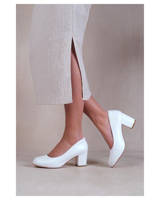 Where's That From Gray 'Melrose' Mid Block Heel Court Shoes