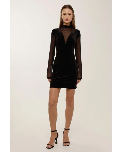 Hiccup Black Semi Transparent Velvet Mini Dress