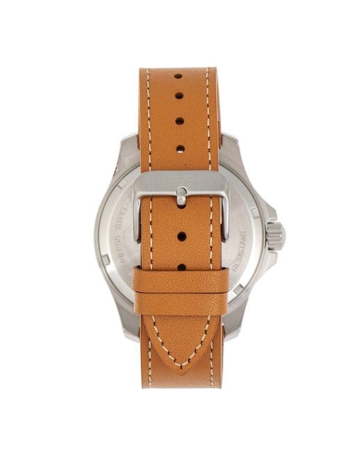 Elevon Watches Natural Aviator Leather-Band Watch W/Date for men