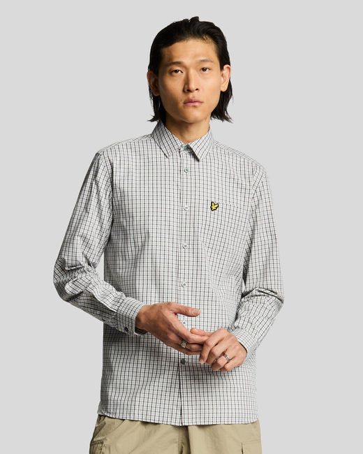 Lyle & Scott Gray Checked Gingham Shirt for men