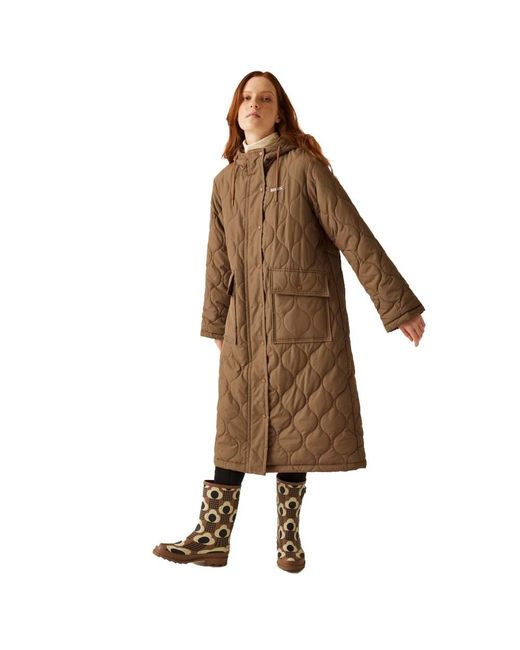 Regatta Brown Orla Kiely Longline Quilted Jacket
