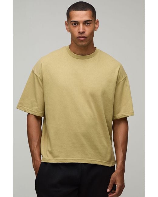 BoohooMAN Green Essential Oversized Boxy Crew Neck T-Shirt for men