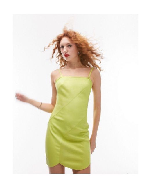 TOPSHOP Green Bandeau Panelled Mini Dress