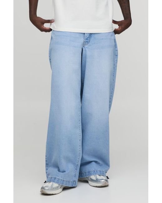 BoohooMAN Blue Basic Parachute Fit Jeans for men