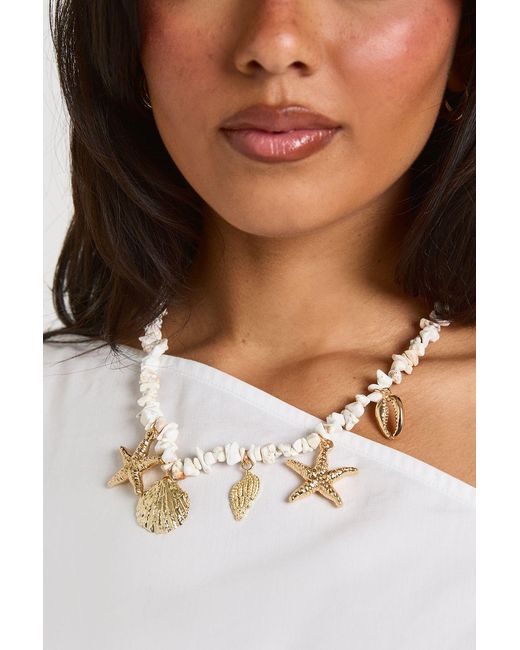Boohoo Metallic Ocean Seashell Charm Necklace