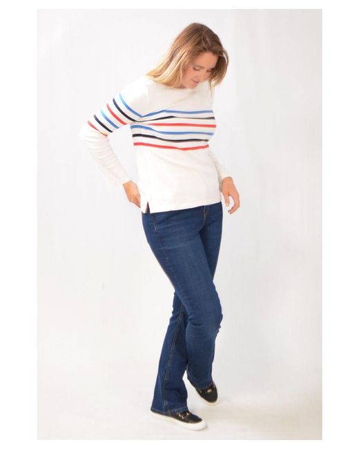Crew White Long Sleeve Striped Cotton Top
