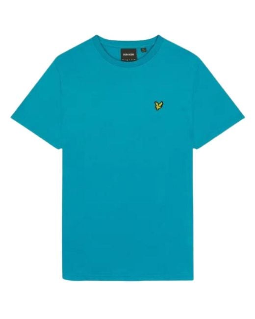 Lyle & Scott Blue Brand Chest Logo Leisure T-Shirt Cotton for men