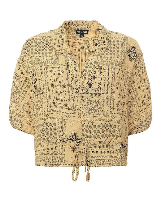 Whistles Metallic Bandana Print Tie Waist Top