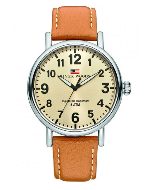 River Woods Gray Sacramento Watch Rw420017 Leather for men
