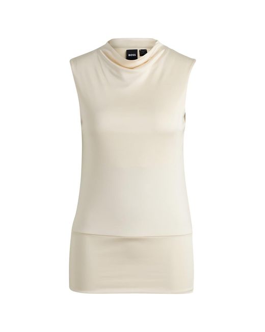Boss Natural Cowl Neck Sleeveless Shell Tank