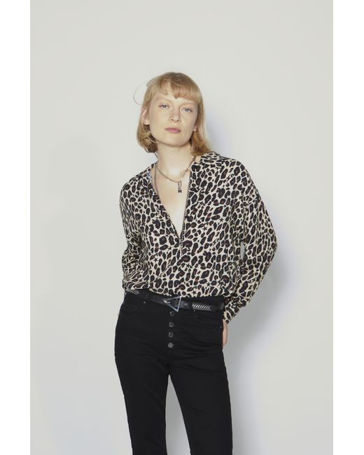 IKKS Brown Leopard Print Long Sleeve Shirt