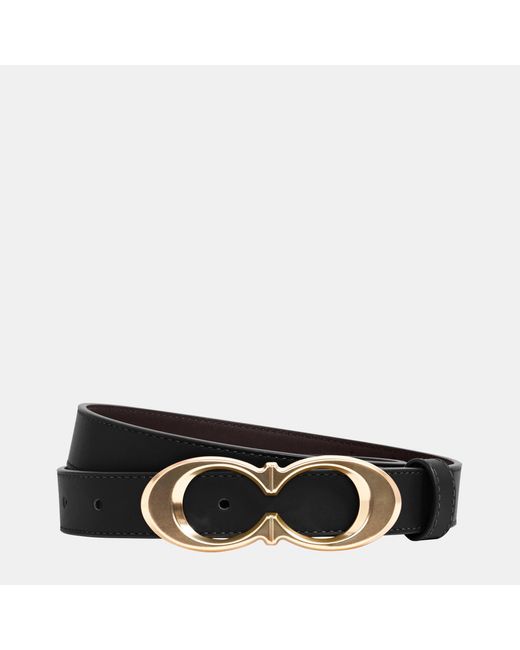 COACH White 25Mm Kissing C Buckle Leather Belt