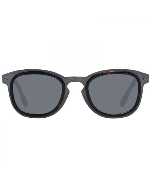 Zegna Black Gunmetal Oval Sunglasses With Lenses for men