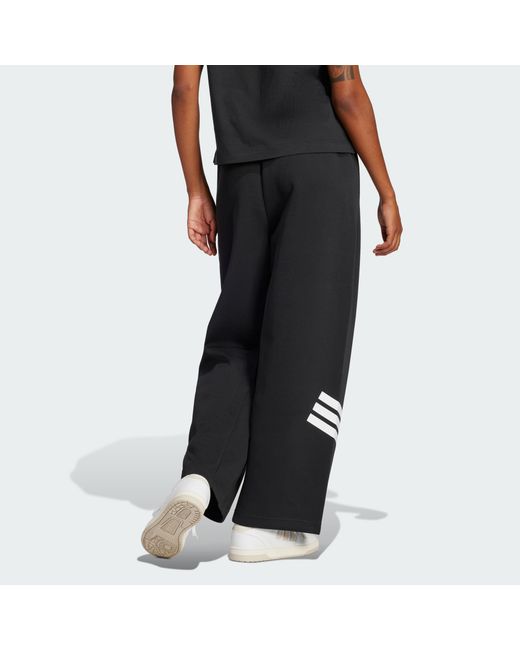 Adidas Black Future Icons 3-Stripes Open-Hem Pants
