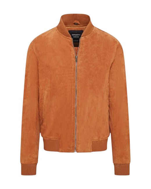 Infinity Leather Brown Goat Suede Ma-1 Bomber Jacket-North for men