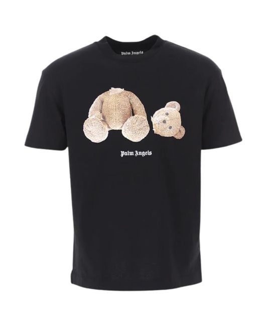 Palm Angels Black T-Shirt Mit Teddybär-Print for men