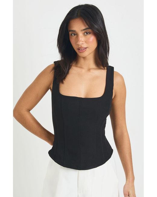 Boohoo Black Petite Structured Crepe Corset Top