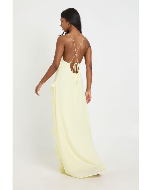 Boohoo Natural Chiffon Ruffle Detail Maxi Dress