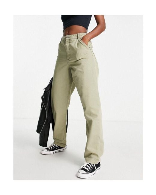 ASOS Green Slouchy Straight Leg Trousers