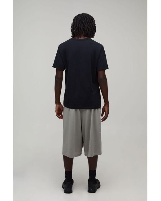 BoohooMAN Gray Printed Mesh Jersey Bermuda Jort for men