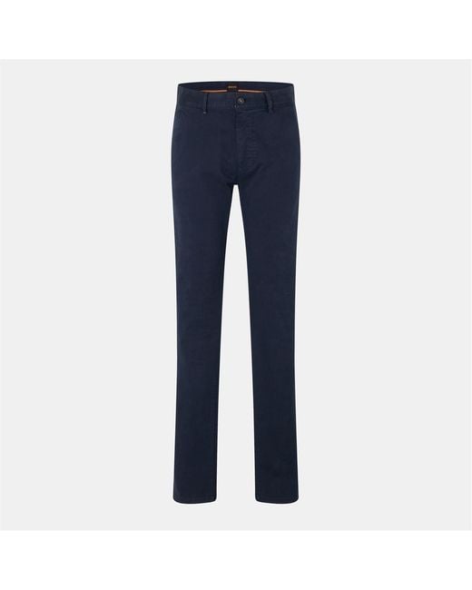 Boss Blue Solid Patterned Slim Chinos for men