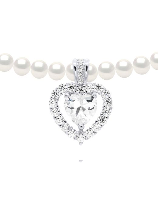 Ateliers Saint Germain Metallic Necklace Row Of Real Cultured Freshwater Pearls Semi Round 5-6 Mm
