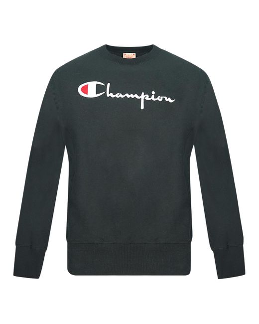 Champion Green Script Logo Sweatshirt Cotton for men