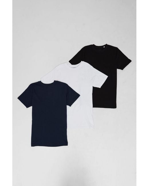 BoohooMAN Blue 3 Pack Slim Fit Crew Neck T-Shirts for men