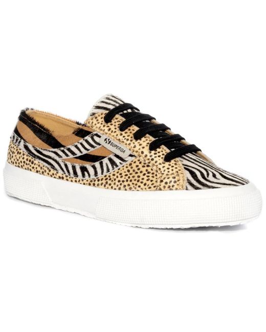 Superga Multicolor Ladies 2953 Cotu Animal Print Cowhide Leather Trainers