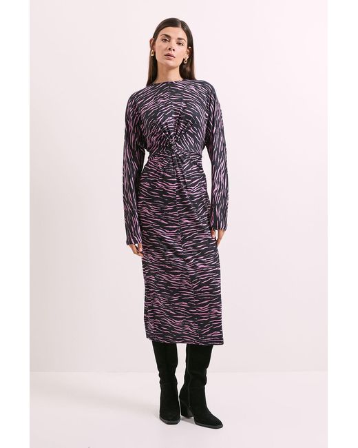 PRINCIPLES Purple Printed Twist Front Jersey Midi Dress