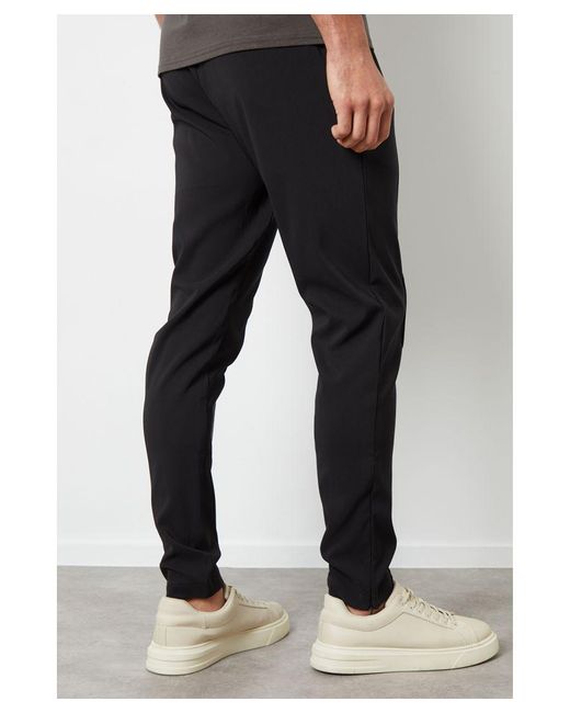 Threadbare Black 'Swinton' Luxe Pull-On Seam Detail Stretch Trousers for men