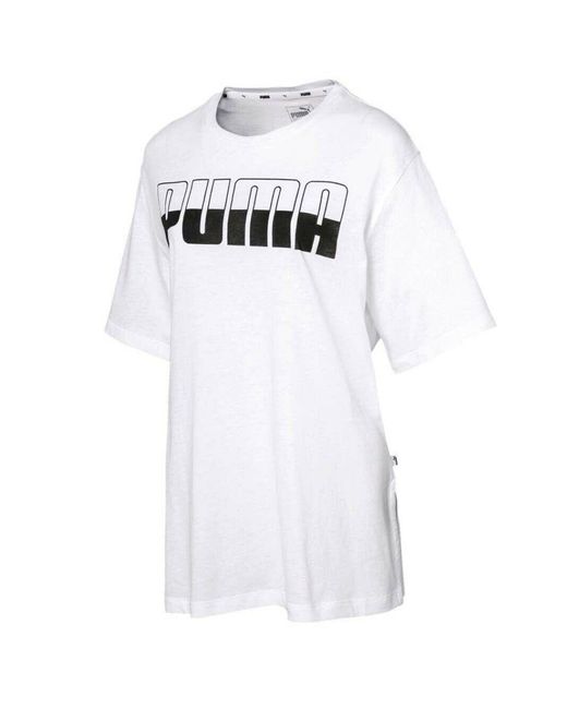 PUMA White Rebel Boyfriend Logo T-Shirt Top 855056 02 Textile