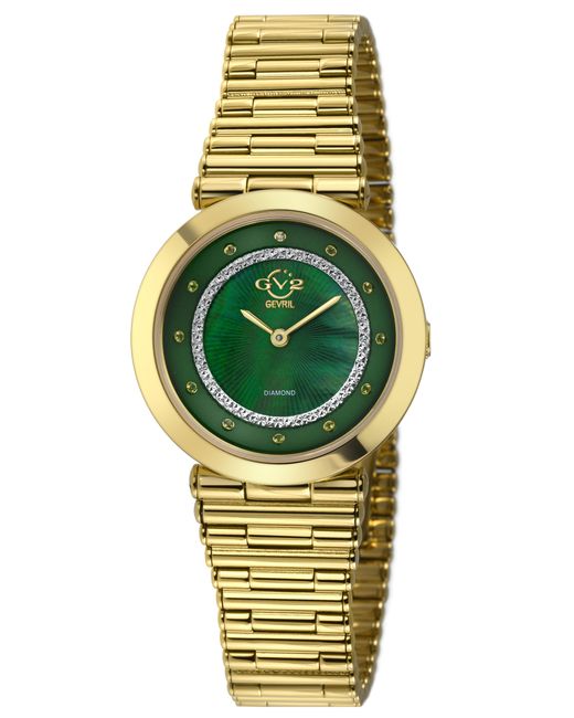 Gv2 Green Burano Swiss Quartz Mop Dial Stainless Steel Bracelet Diamond Watch