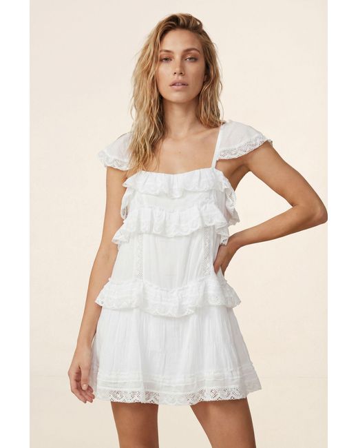 Nasty Gal White Cotton Voile Lace Insert Cap Sleeve Playsuit