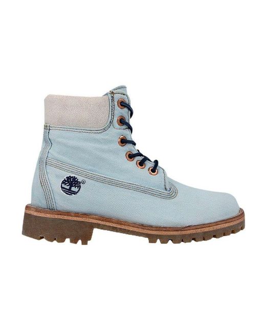 Timberland 6 Inch Premium Lace Up Denim Blue Ankle High Boots A1g83 Z53ab