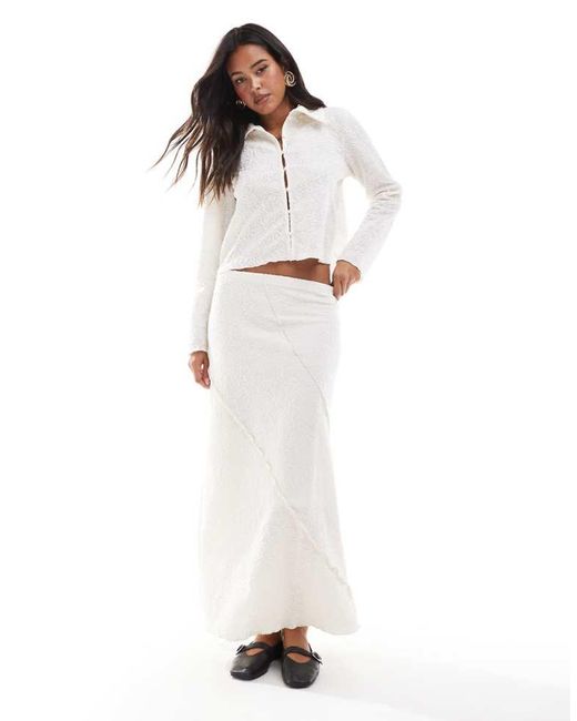 Object White Textured Maxi Skirt With Seam Detail Co-Ord