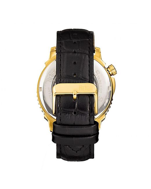 Reign Metallic Bauer Automatic Semi-Skeletonleather-Band Watch for men