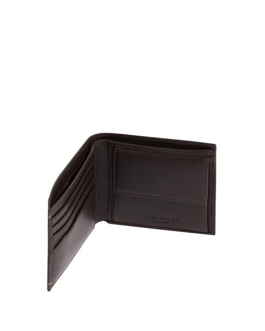 Ted Baker Black Harvey Bifold Coin Leather Wallet for men