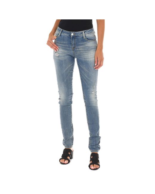 Met Blue Long Denim Pants Worn And Torn Effect 10Db50305