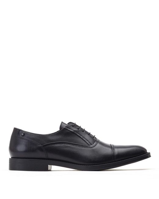 Base London Black Wilson Waxy Leather Oxford Shoes for men