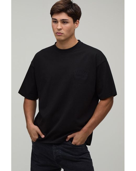 BoohooMAN Black Heavyweight Embroidered Oversized T-Shirt for men
